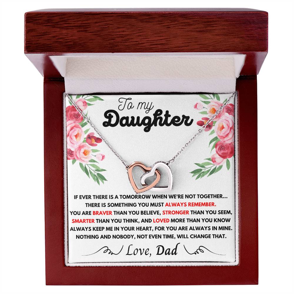 To My Daughter - My Love Is Forever Dad - Necklace Interlocking Hearts Necklace