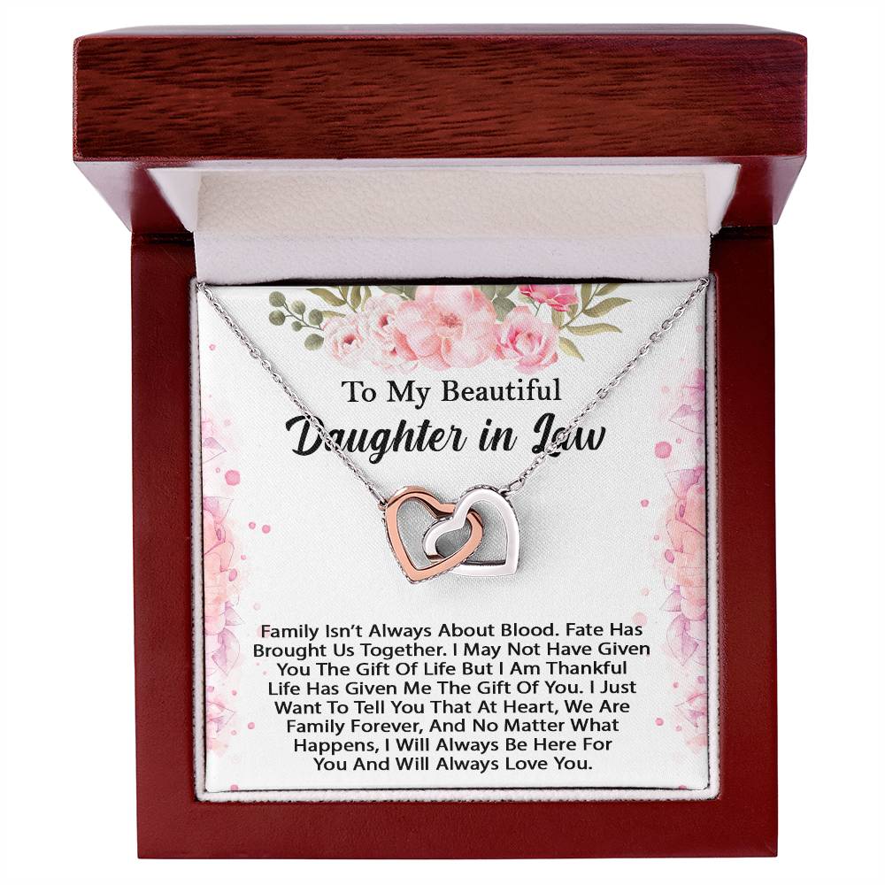 To My Beautiful Daughter In Law Hearts Necklace - Perfect Gift Interlocking Hearts Necklace