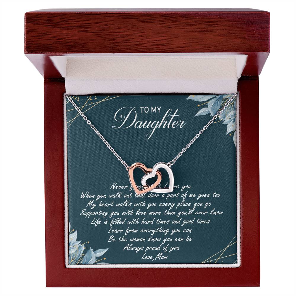 To My Daughter Interlocking Hearts Necklace Message Card