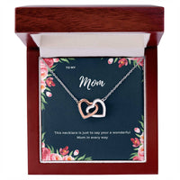 To My Mom Interlocking Necklace Floral Interlocking Hearts Necklace