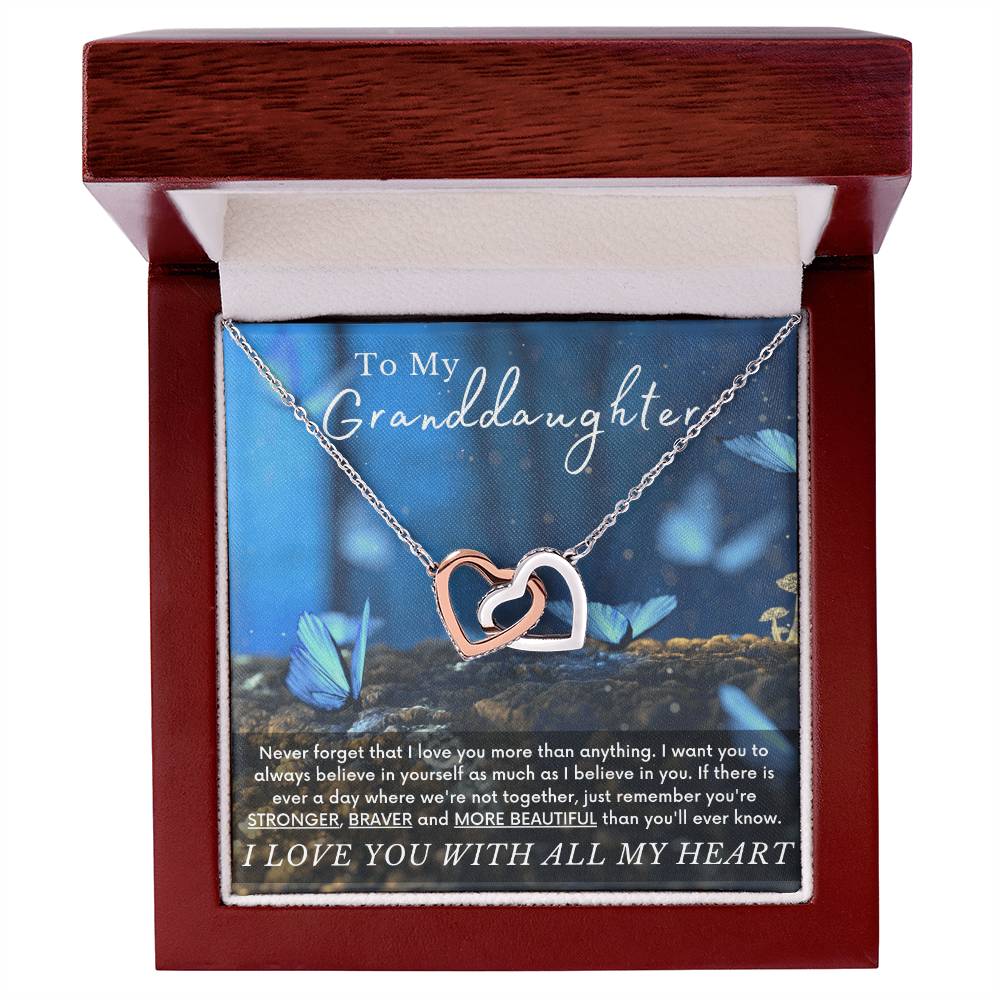 To My Granddaughter Butterfly Necklace - A Unique Gift She Can Cherish Forever Interlocking Hearts Necklace