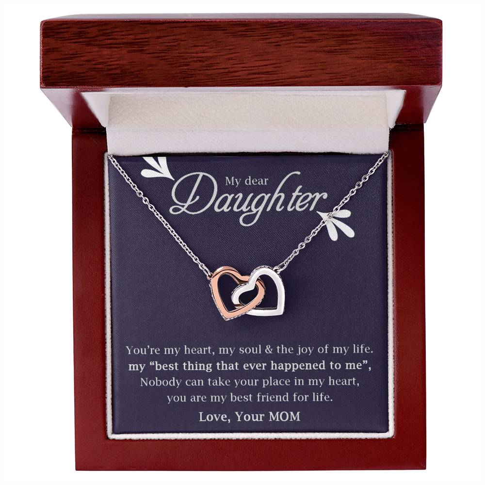 My Daughter-My Heart My Soul & The Joy Of My Life -Necklace Interlocking Hearts Necklace