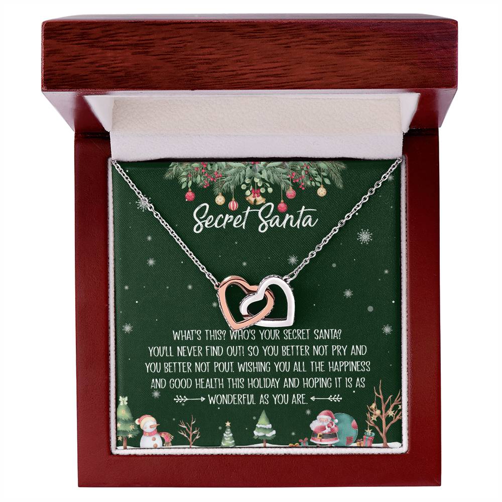 Secret Santa Interlocking Hearts Necklace Message Card