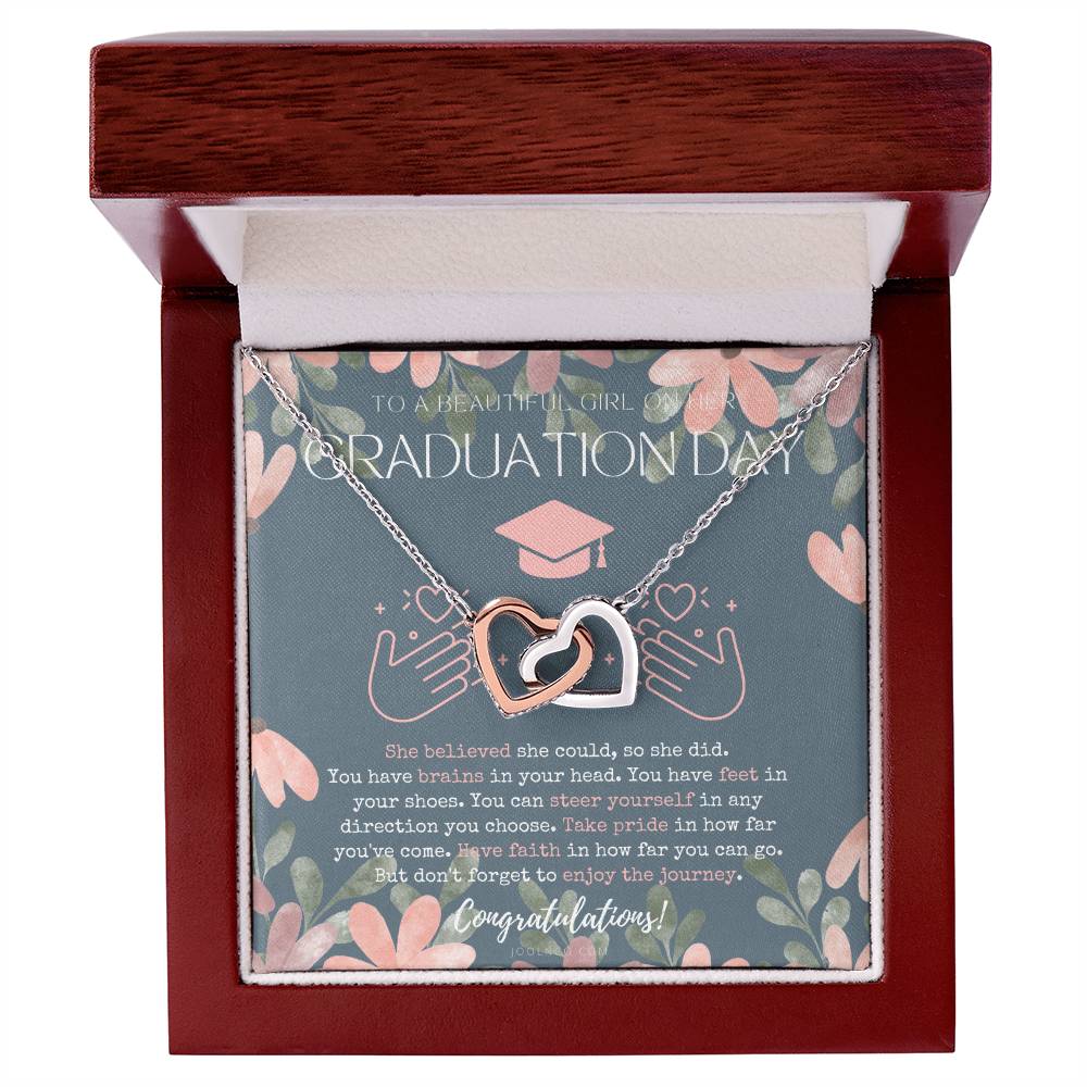 Graduation Gift Necklace For Daughter College Graduation Gift For Her High School Senior Graduation Mba Phd Master Class Of 2021 Interlocking Hearts Necklace