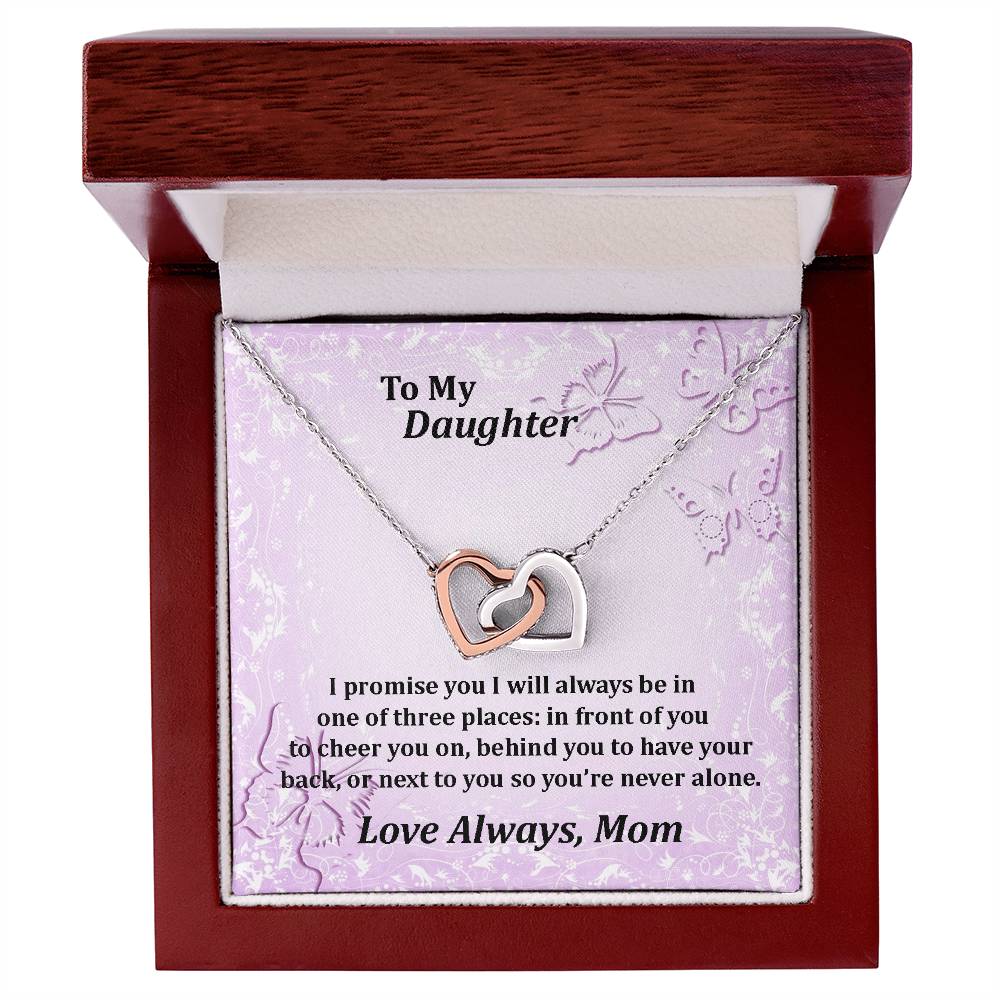To My Daughter Always With You Never Ending Love Hearts Necklace Love Mom Interlocking Hearts Necklace