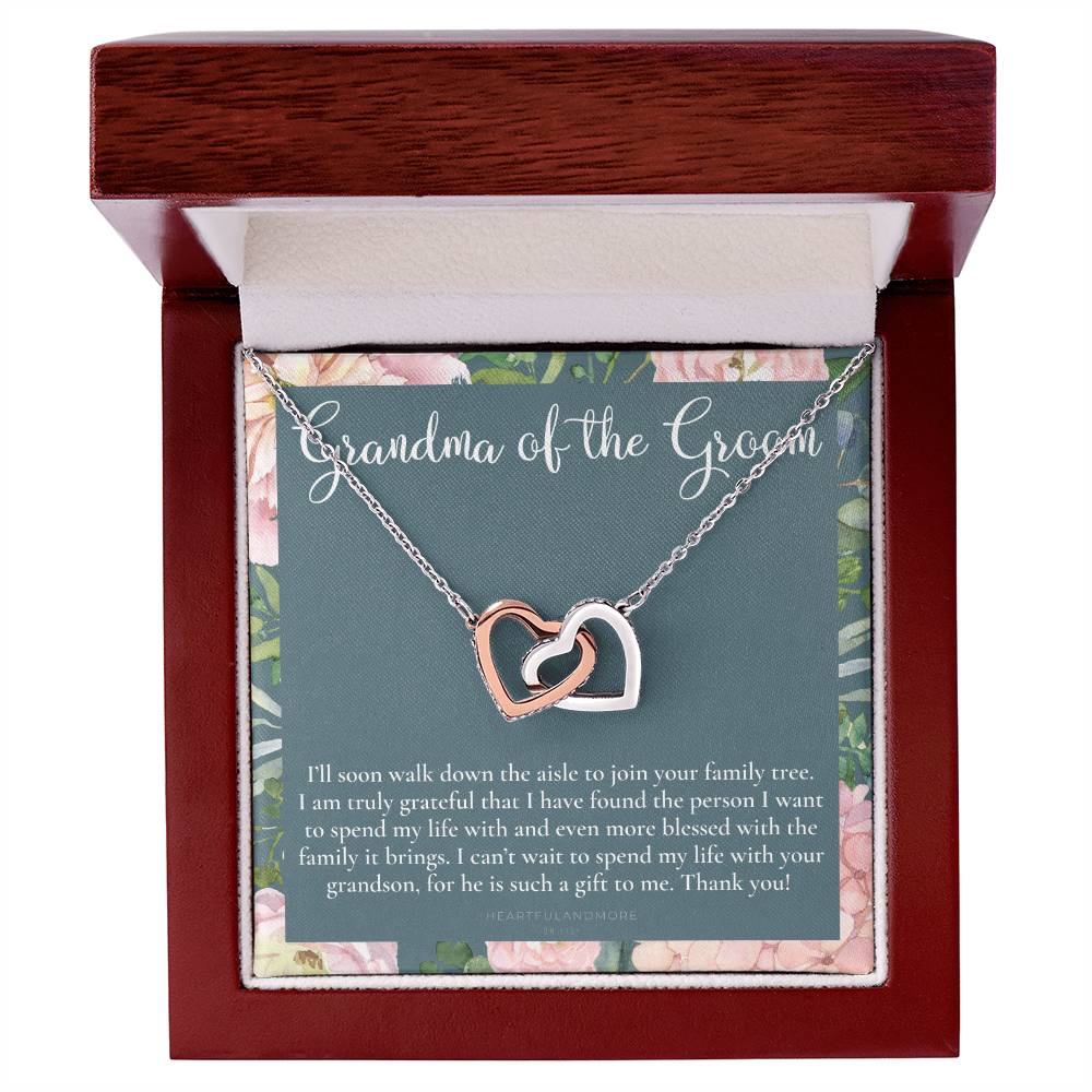 Grandmother Of The Groom Gift Necklace Grandma Wedding Gift Nana Bridal Shower Rehearsal Dinner Thank You Gift Interlocking Hearts Necklace