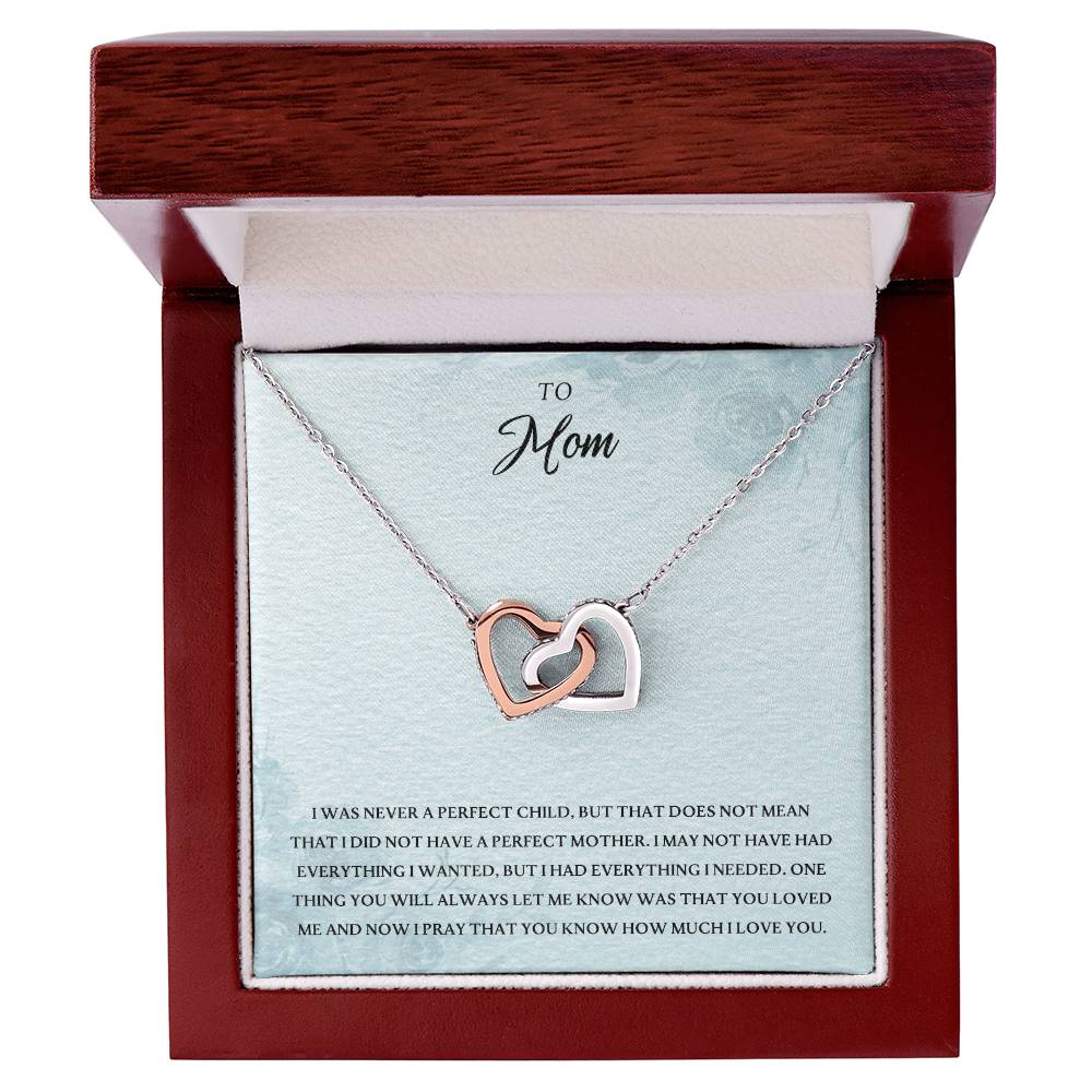 To My Mom Perfect Child Love You Always Interlocking Hearts Necklace
