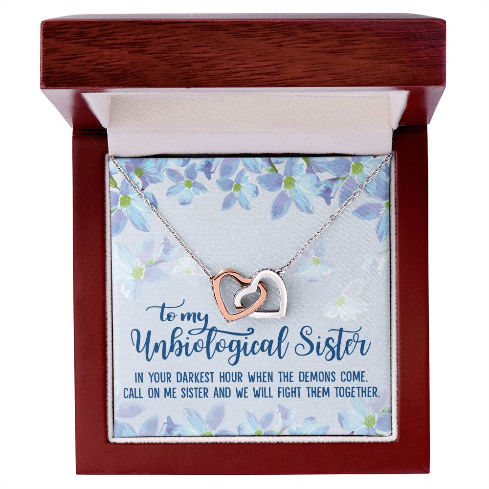 Unbiological Sister Soul Sister Big Little Sorority Sister In Law Step Sister Best Friend Gift Interlocking Hearts Necklace
