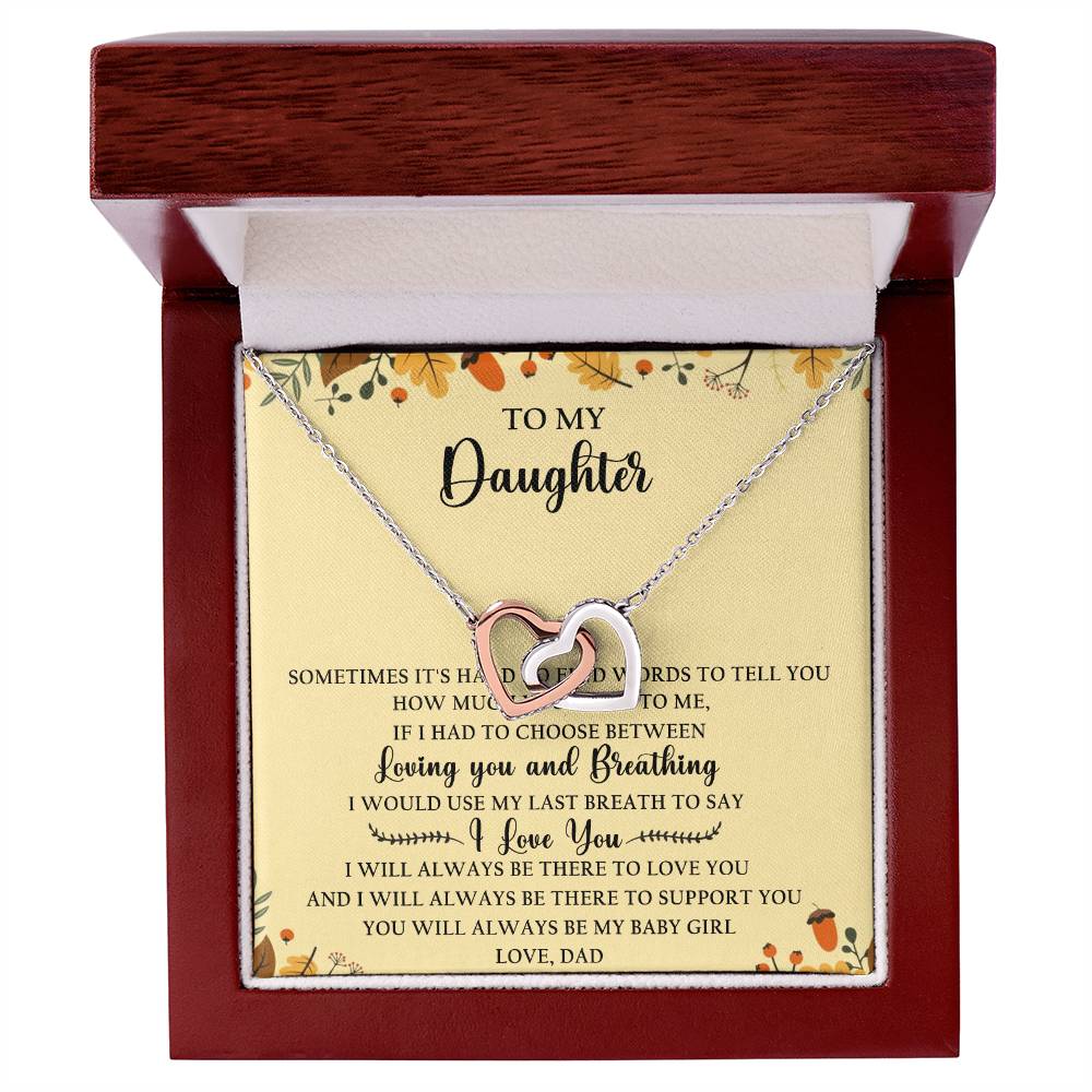 To My Daughter Interlocking Hearts Necklace Message Card
