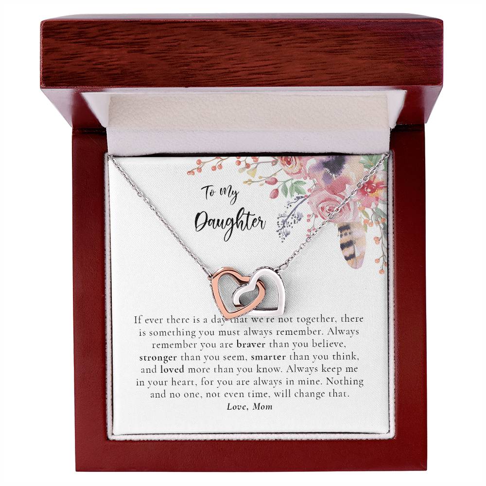 To My Daughter Necklace - White Interlocking Hearts Necklace