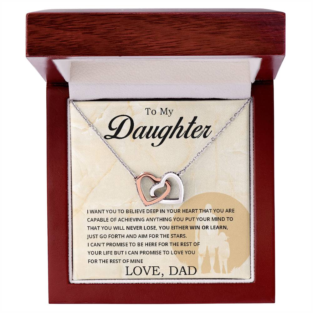To My Daughter - You Can Never Lose - Necklace Interlocking Hearts Necklace