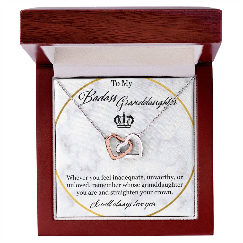 To My Badass Granddaughter Interlocking Hearts Necklace
