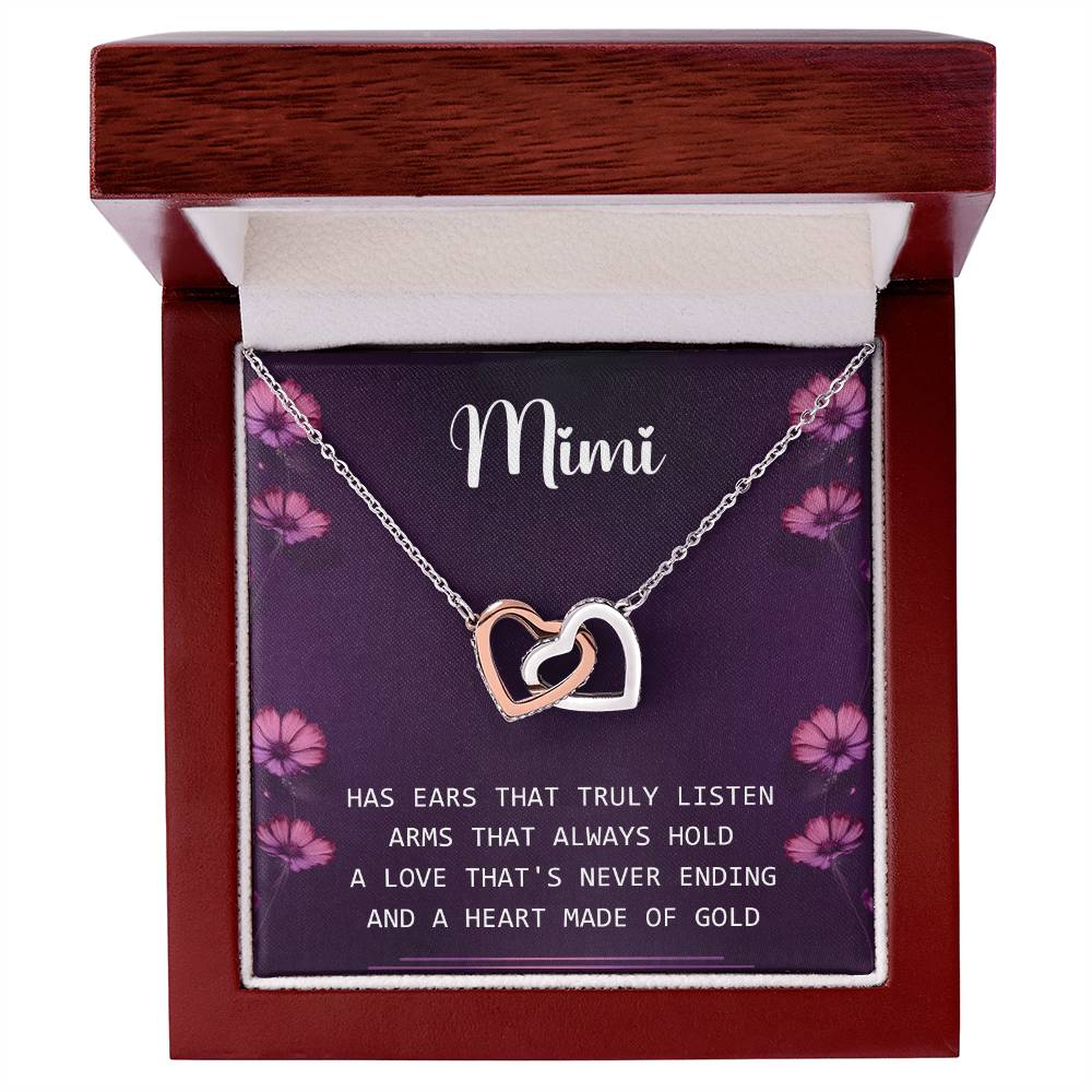 Mimi Interlocking Hearts Necklace Message Card