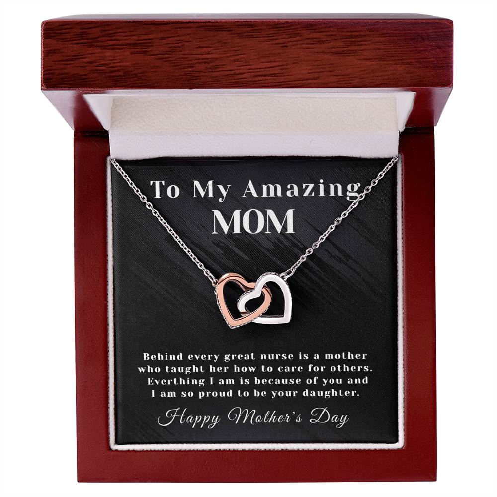 Amazing Mom - Interlocking Hearts - Mother'S Day - Nurse Interlocking Hearts Necklace