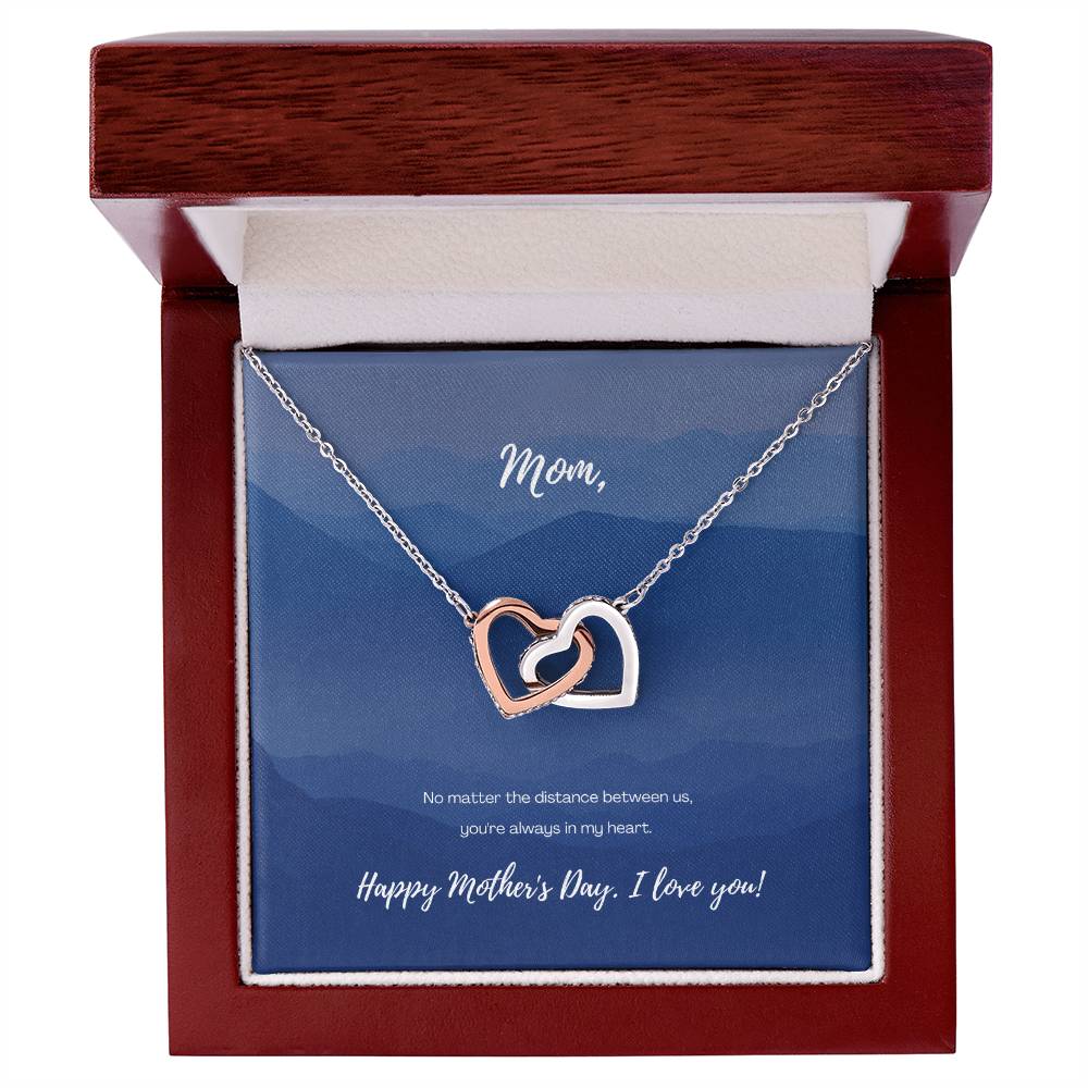 No Matter The Distance - Mother'S Day Two Hearts Necklace Interlocking Hearts Necklace