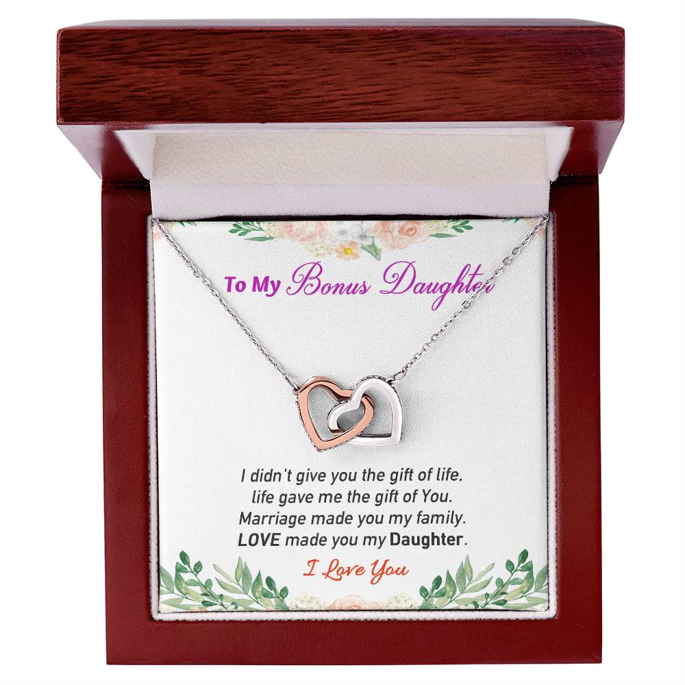 Love My Bonus Daughter Interlocking Hearts Necklace