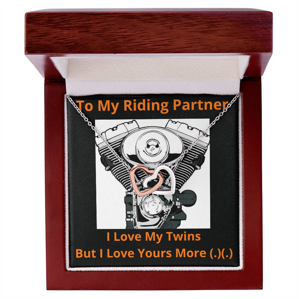 To My Riding Partner I Love My Twins Limited Edition Interlocking Hearts Necklace