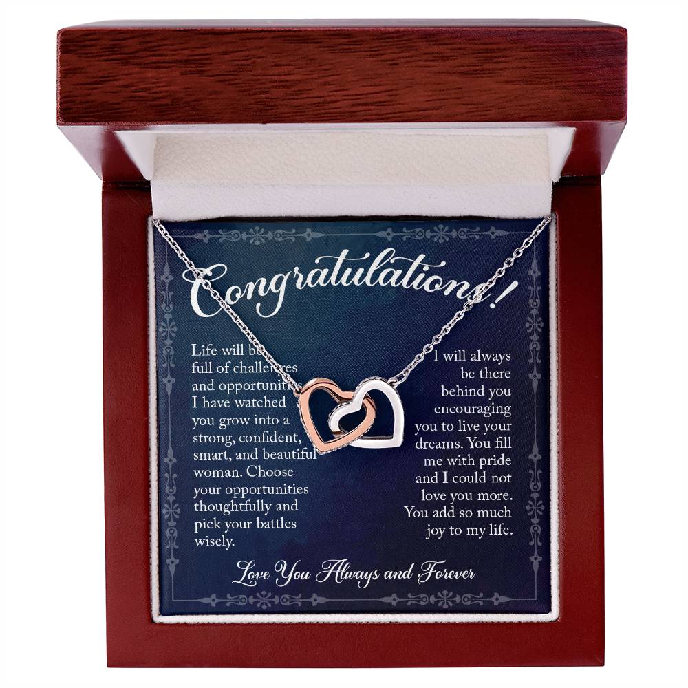Congratulations! Gift For Graduation - Linked Hearts Necklace Interlocking Hearts Necklace
