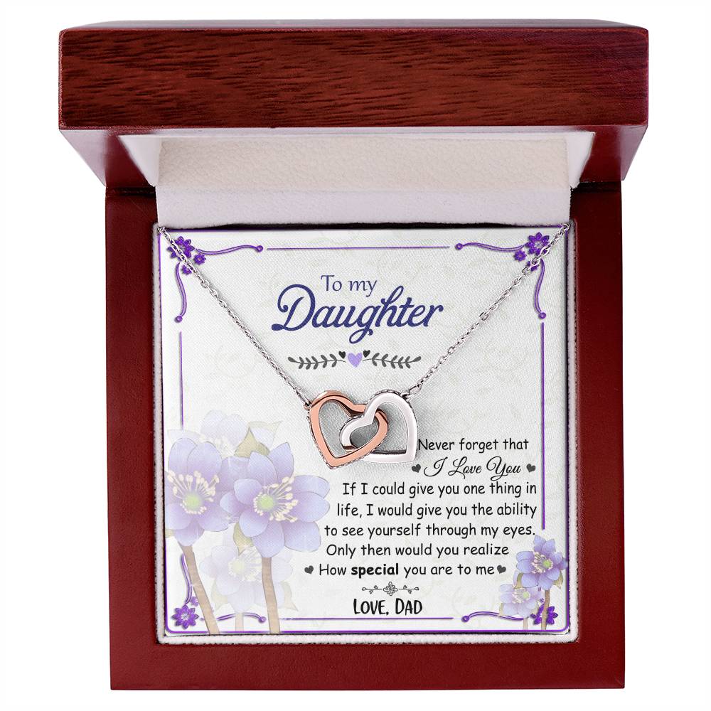 To My Daughter - Never Forget - Interlocked Hearts Necklace Interlocking Hearts Necklace