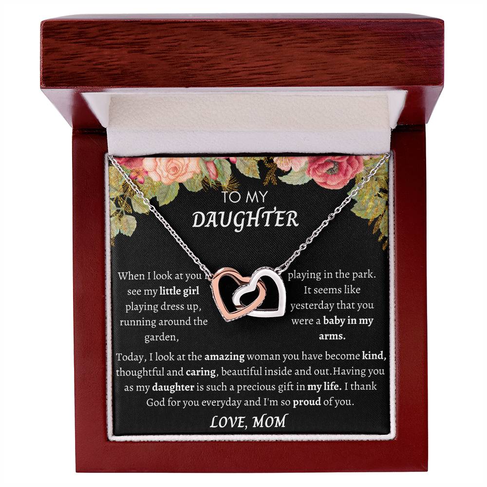 To My Daughter Interlocking Hearts Necklace