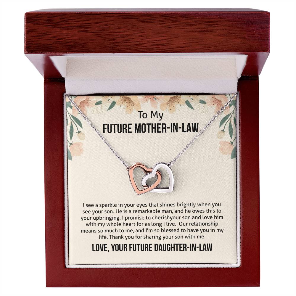 To My Future Mother-In-Law - Blessed To Have You Interlocking Hearts Necklace