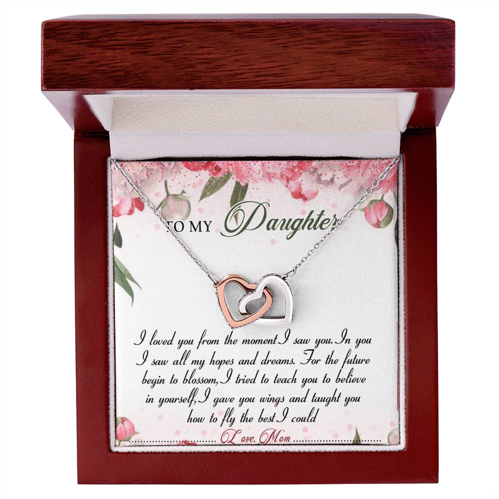 To My Daughter Interlocking Hearts Necklace Message Card