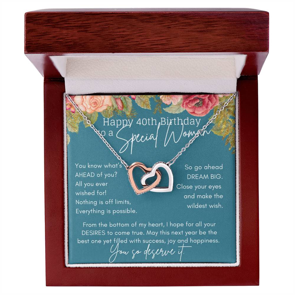 40Th Birthday Necklace For Women Gift Ideas Interlocking Hearts Necklace