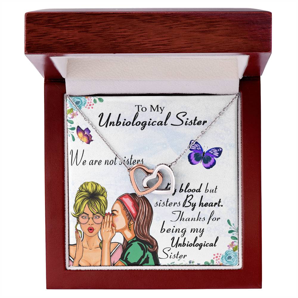 To My Unbiological Sister Necklace Interlocking Hearts Necklace