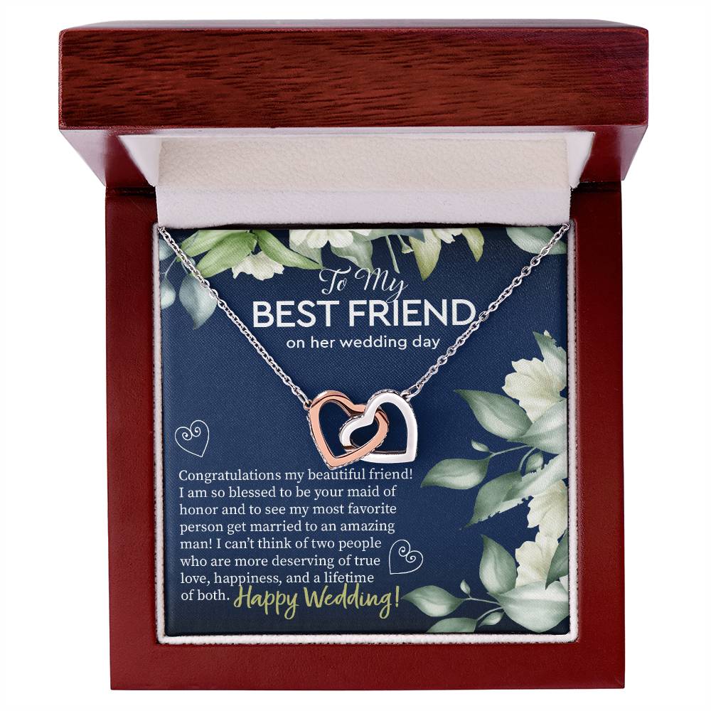 Gift To Best Friend On Wedding Wedding Gift To Friend From Maid Of Honor Maid Of Honor Gift To Bride Besties Necklace Gift Interlocking Hearts Necklace