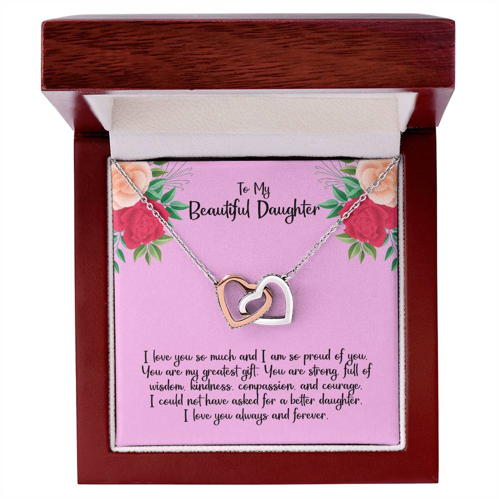 To My Beautiful Daughter - Interlocking Heart Necklace Interlocking Hearts Necklace
