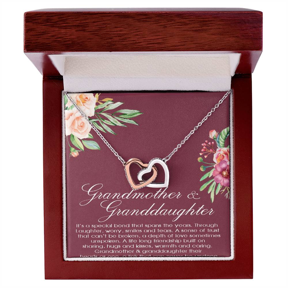 Grandmother & Granddaughter Necklace Grandma Gift Granddaughter Gift Nana Grandma Jewelry For Family Birthday Gift Christmas Gift Interlocking Hearts Necklace