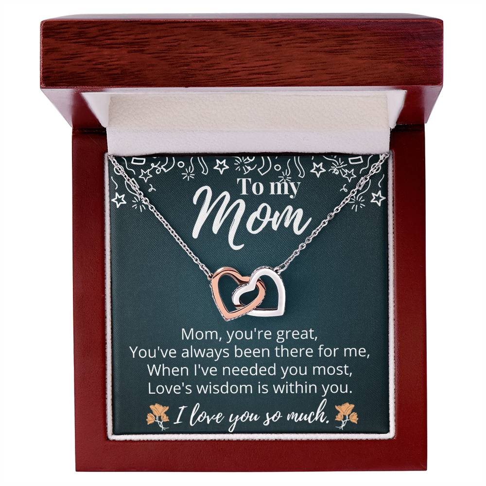 Mother'S Day Gift- Forever Together Love - Never-Ending Love Cubic Zirconia Stones Interlocking Hearts Necklace