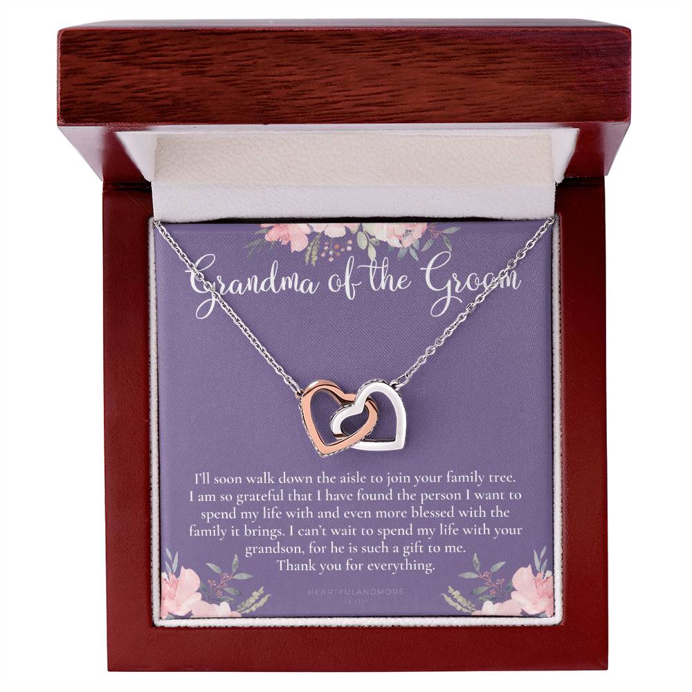 Grandmother Of The Groom Gift Necklace Grandma Wedding Gift Nana Bridal Shower Rehearsal Dinner Thank You Gift Interlocking Hearts Necklace