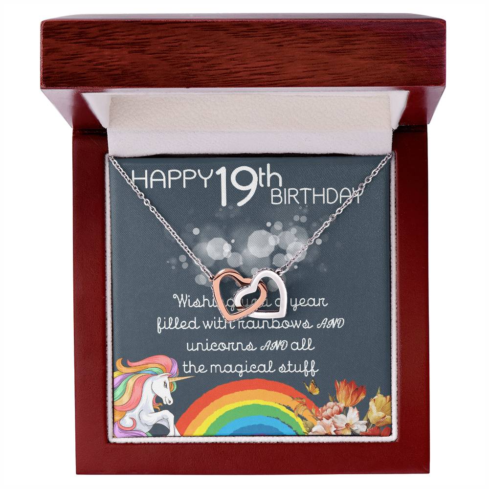 19Th Birthday Necklace Gifts For Girls Cute Unicorn 19 Years Old Girl Jewelry Gift For Daughter Niece Interlocking Necklace Xu246Il12 Interlocking Hearts Necklace
