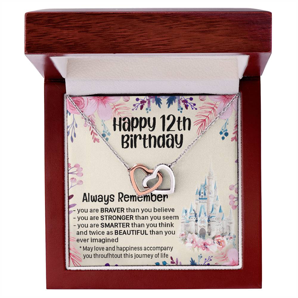 Happy 12Th Birthday Gift For Daughter Gift For 12 Years Old Birthday Teen Girl Daughter Necklace Gift Interlocking Hearts Necklace