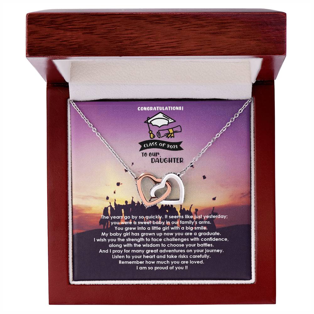 Interlocked Never-Ending Love Necklace For My Loving Graduate Daughter Interlocking Hearts Necklace