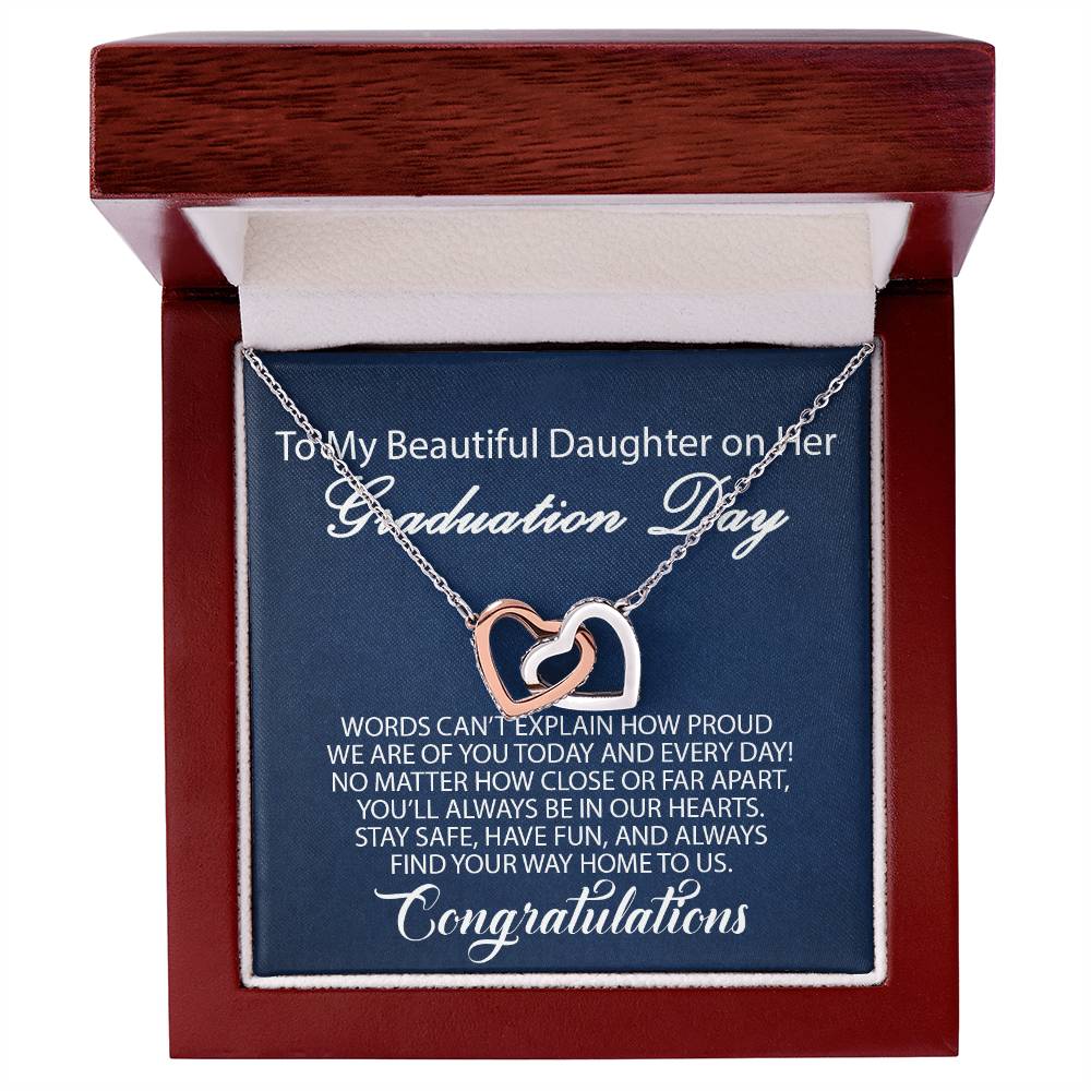 To My Daughter - Graduation Proud Interlocking Hearts Necklace