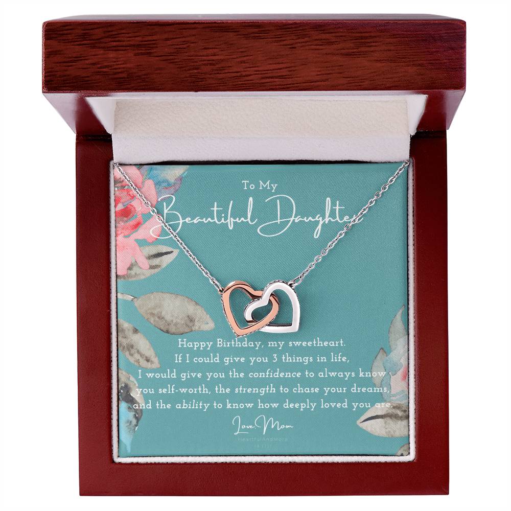 To My Daughter Daughter Necklace Anniversary Gift For Daughter Daughter Gift Gift For Daughter Birthday Gift Daughter Birthday Necklace Gift With Message Card Interlocking Hearts Necklace
