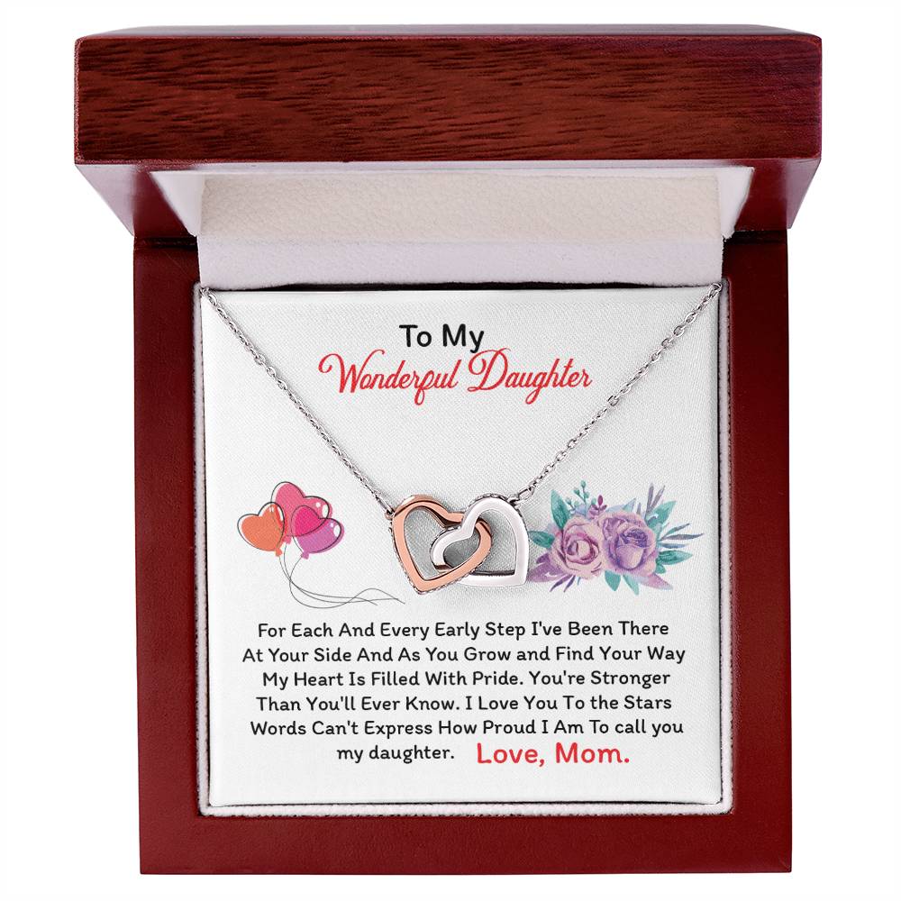 To My Daughter - Black Friday Special Interlocking Hearts Necklace