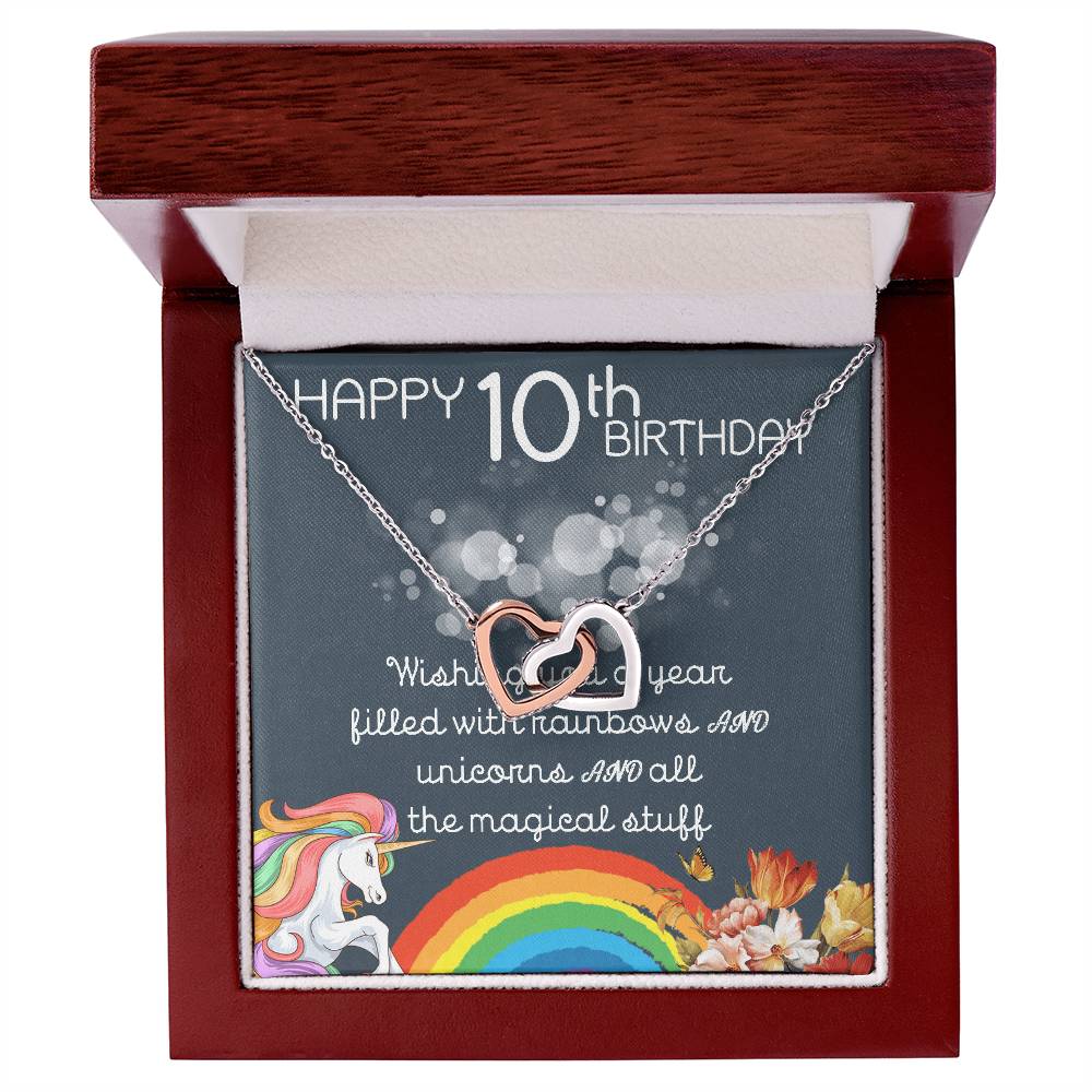 10Th Birthday Necklace Gifts For Girls Cute Unicorn 10 Years Old Girl Jewelry Gift For Daughter Niece Interlocking Necklace Xu246Il03 Interlocking Hearts Necklace