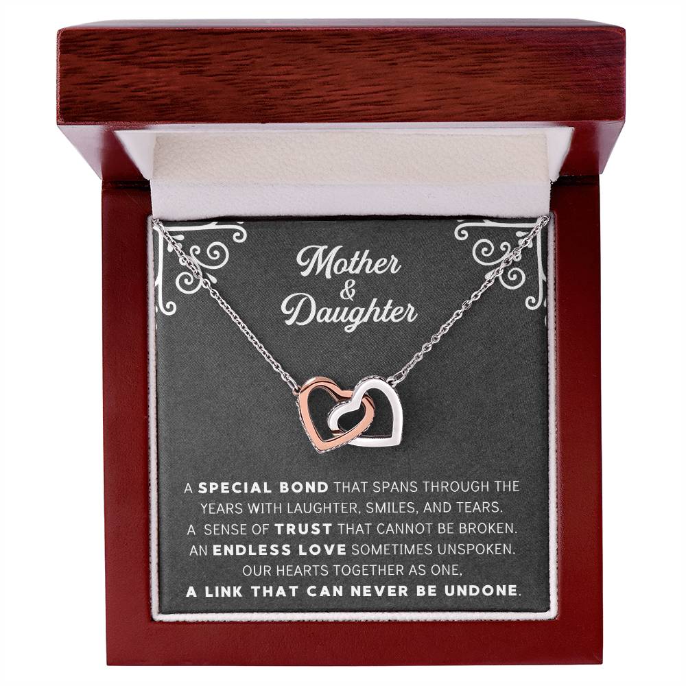 Linked Double Heart Necklace For Mother Daughter Gift Minimalist Jewelry Gift For Daughter Mothers Day Sentimental Jewelry Gift For Mom Interlocking Hearts Necklace