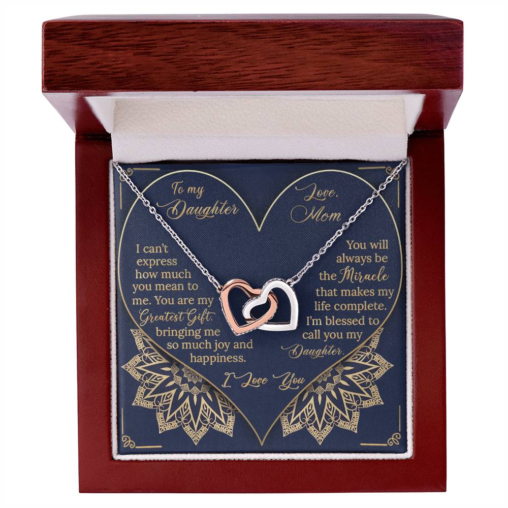 To My Daughter - Greatest Gift Miracle - Necklace Interlocking Hearts Necklace
