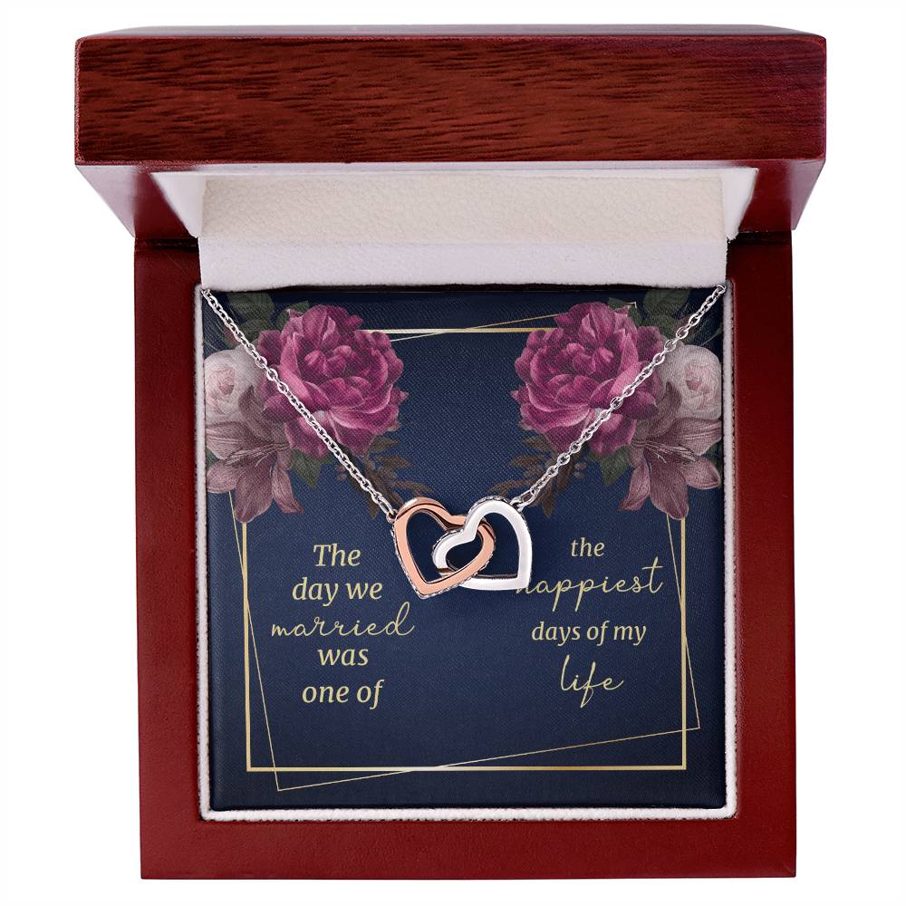 The Day We Married - Interlocking Hearts Necklace - Gift For Wife
