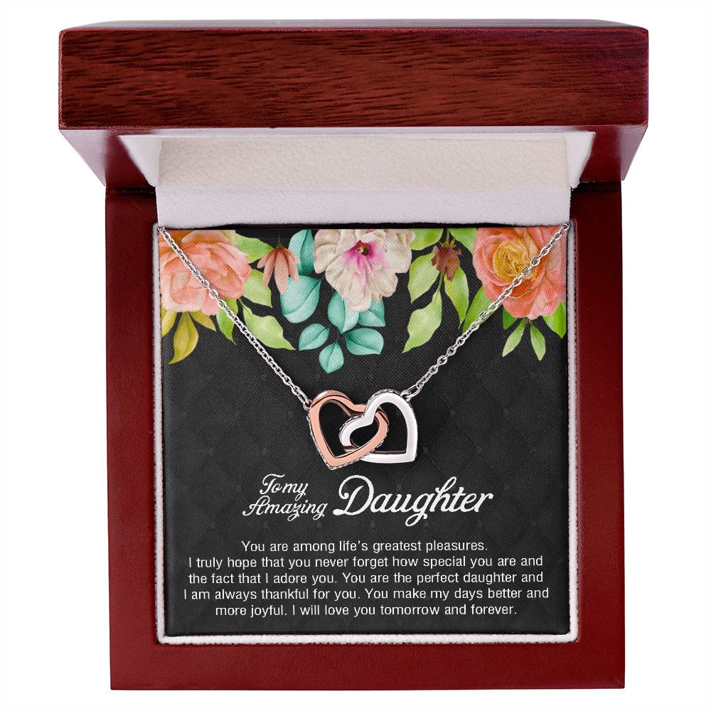 To My Amazing Daughter You Are Special And Adored Interlocking Hearts Necklace