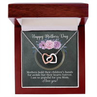 Interlocking Hearts Necklace For Mom Black And Floral For Mother'S Day