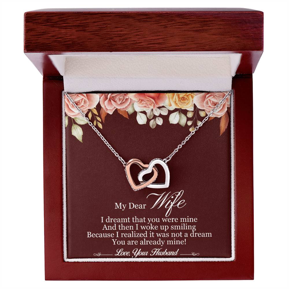 My Dear Wife Interlocking Hearts Necklace Message Card