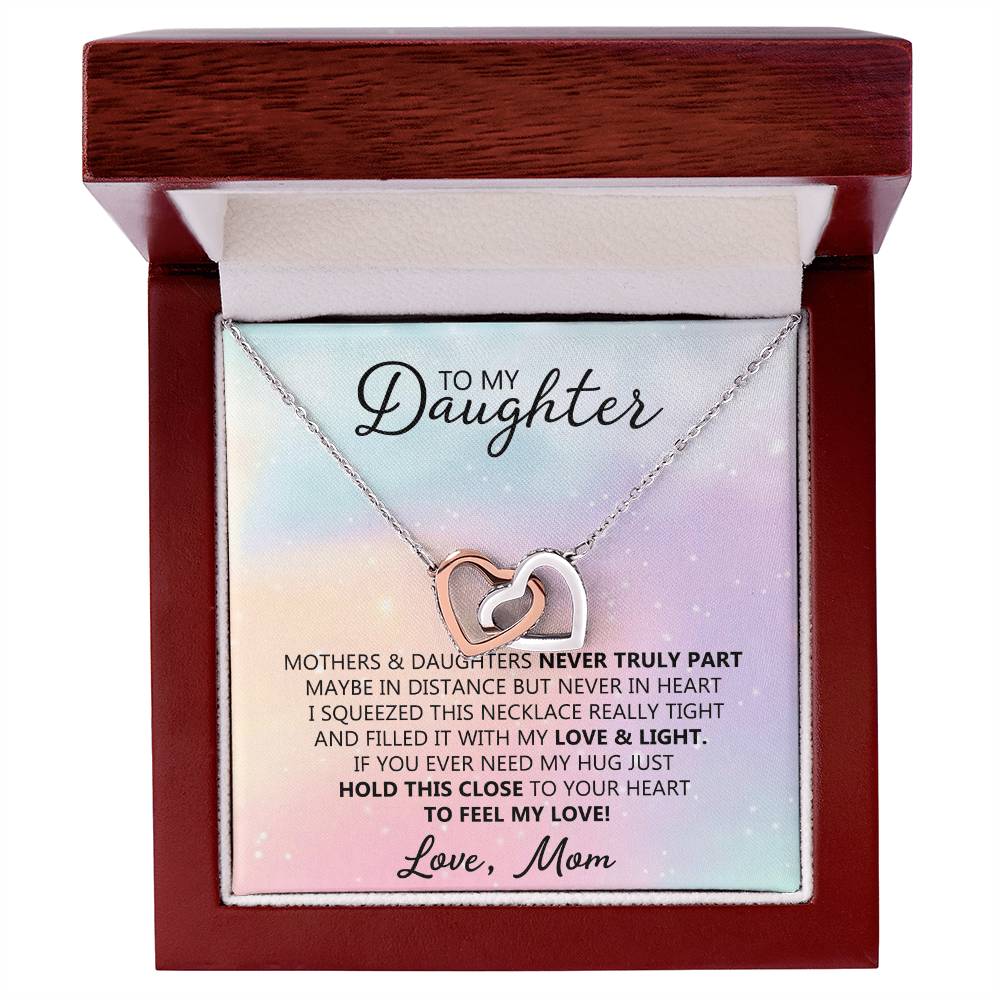 To My Daughter - Unique Interlocking Hearts Binding Necklace Gift Set Interlocking Hearts Necklace