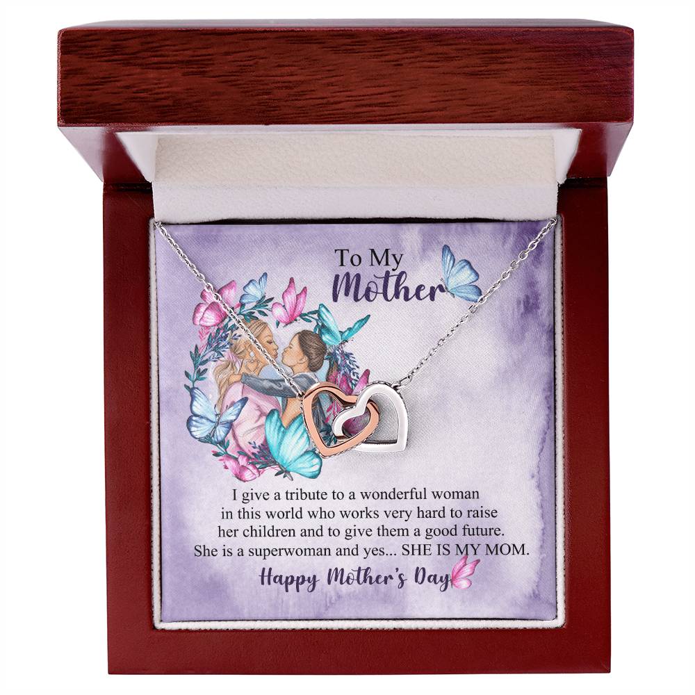 Happy Mother'S Day - Best Mom Mother'S Day Two Hearts Pendant Gift Interlocking Hearts Necklace