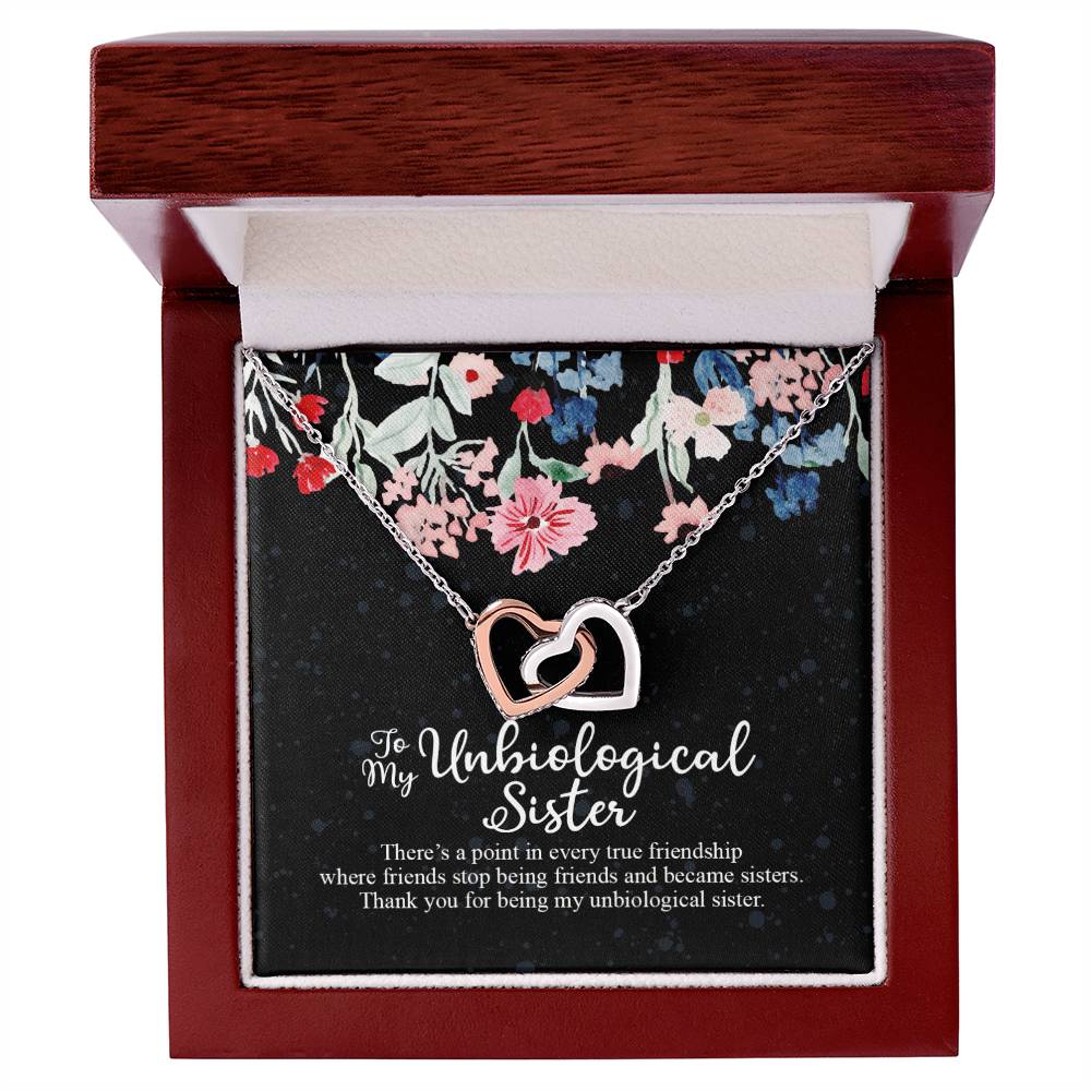 To My Unbiological Sister Interlocking Hearts Necklace