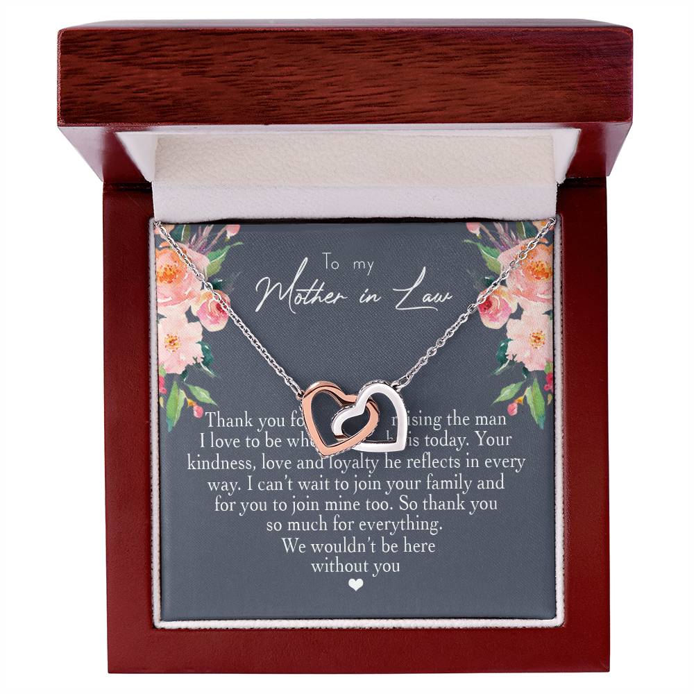 To My Mother In Law Thank You For Raising The Man I Love Heart Necklace Interlocking Hearts Necklace